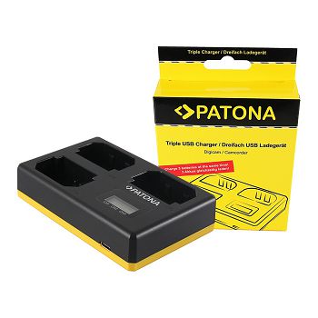 PATONA USB Trostruki punjač za Sony NP-FZ100 A7 III A7M3 Alpha 7 III A7 R III A7RM3 Alpha 7 R III A9 Alpha 9 FZ100