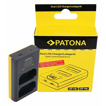 PATONA dvostruki LCD USB Punjač za Panasonic DMW-BLK22 DC-S5 G9 GH5 GH5S