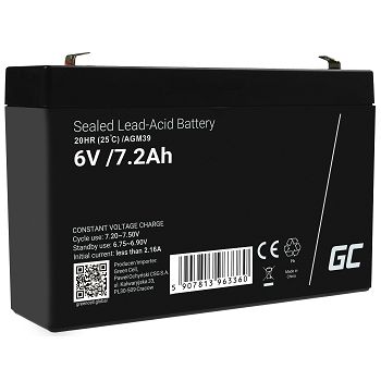 baterija  AGM VRLA Green Cell 6V 7.2Ah