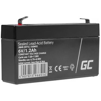 AGM baterija  Lead Acid AGM VRLA Green Cell 6V 1.2Ah za igračke i alarme