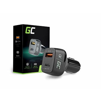 Green Cell In-car punjač USB-C Power Delivery + USB Quick Charge 3.0