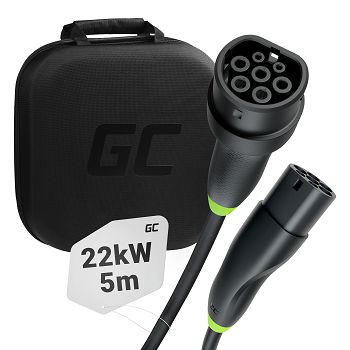 Green Cell Snap Type 2 EV kabel za punjenje 22 kW 5 m za Tesla Model 3 S X Y, VW ID.3, ID.4, ID.5, Kia EV6, Audi E-Tron, Fiat 500e