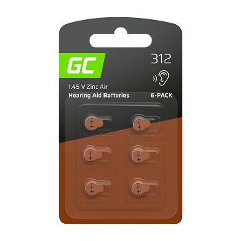6x baterija Green Cell za slušni aparat Typ 312 P312 PR41 ZL3 ZincAir