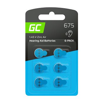 6x baterija  Green Cell za slušni aparat Type 675 P675 PR44 ZL1 ZincAir